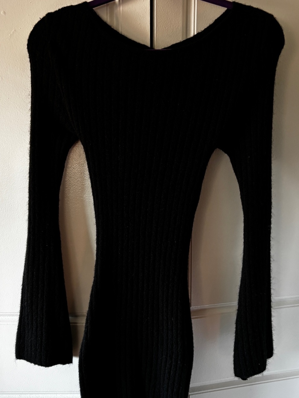 Divided Black Ribbed Knit Scoop-Neck Sweater Dress